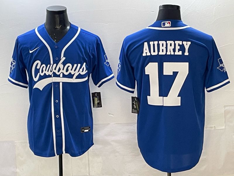 Men 2025 Dallas Cowboys #17 Aubrey blue Joint Name Nike Limited NFL Jersey style 029
